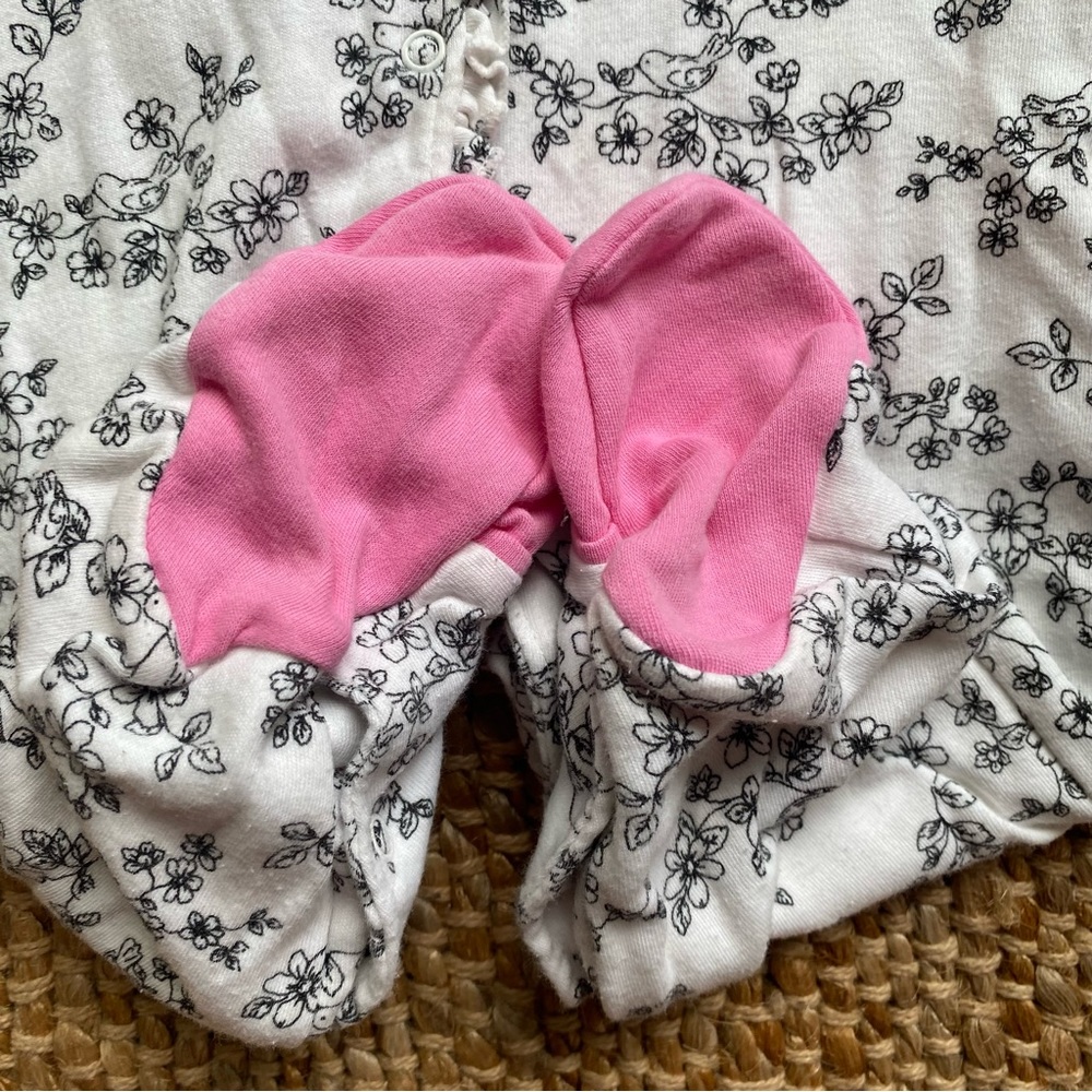 Little Me Floral Bird Print Footie - 6 Months - Picture 8 of 10